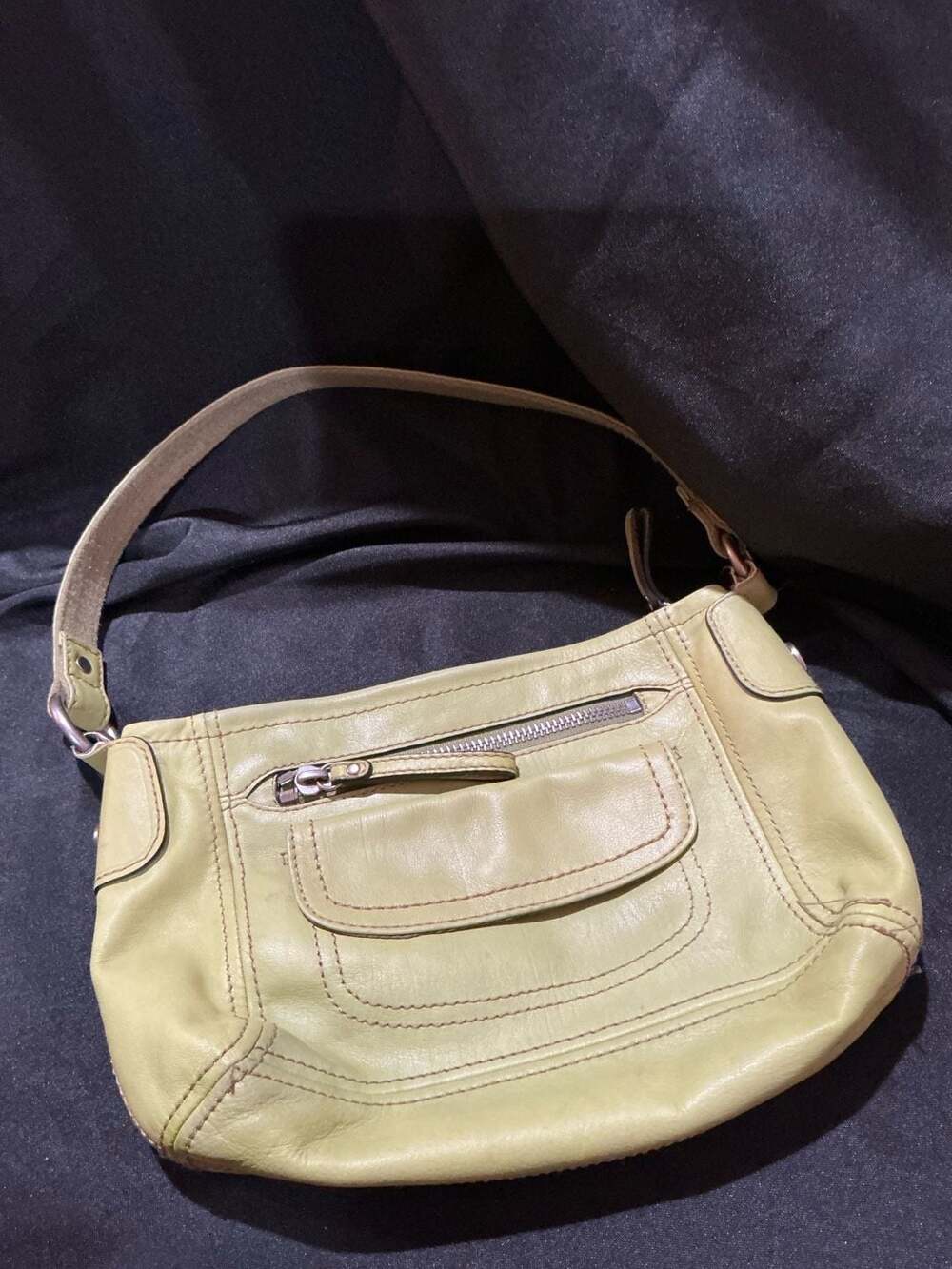 Fossil Leather Shoulder Bag Lime Green